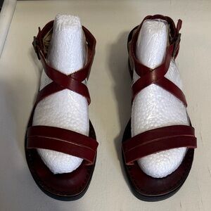 G.H. Bass & Co. Women's Burgundy Leather Strappy Sandals